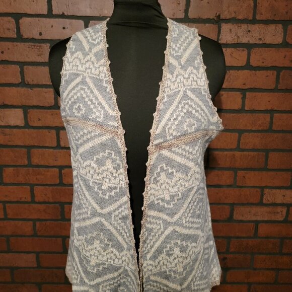 Blu Pepper open grey cardigan, sleeveless vest - Size LG Beautiful boho style - Picture 1 of 7